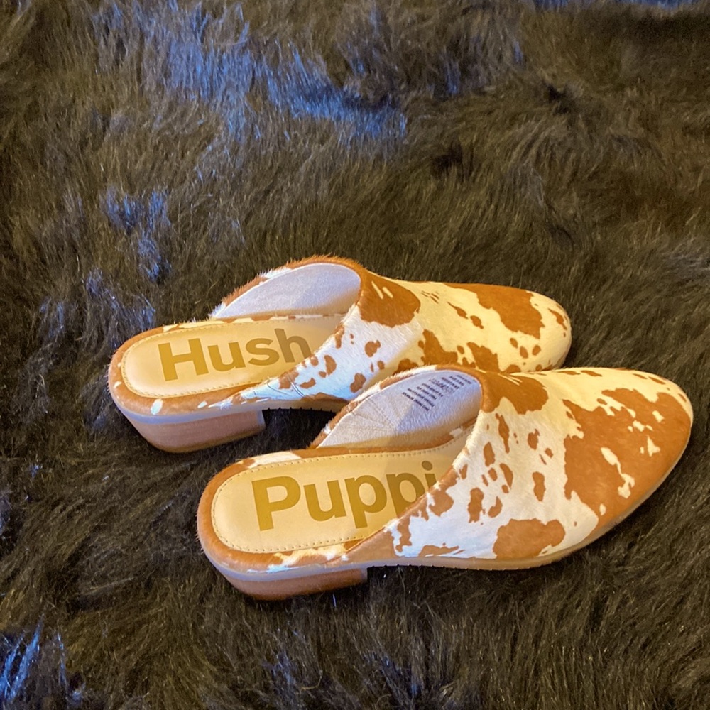 Hush Puppies fur mules. Size 8 like new - never worn.